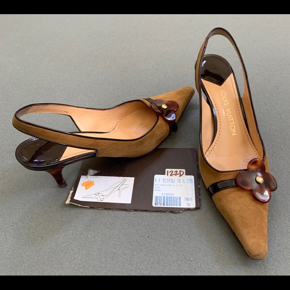 Vintage Louis Vuitton suede heels- pre loved